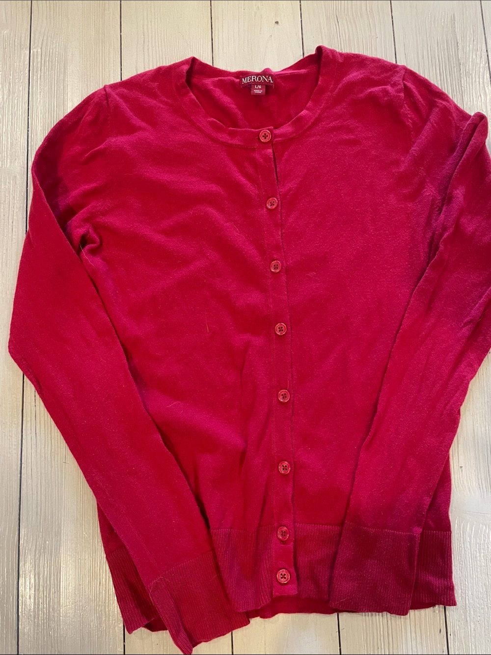 Merona Bright Red Crewneck Button Cardigan